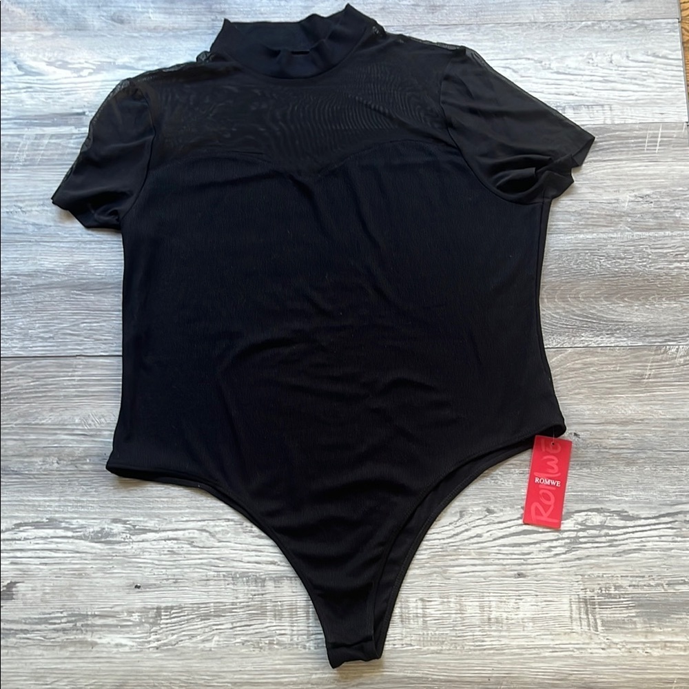 Romwe Black Short Sleeve Plus Sizes Bodysuit Sizes 4X new with tag